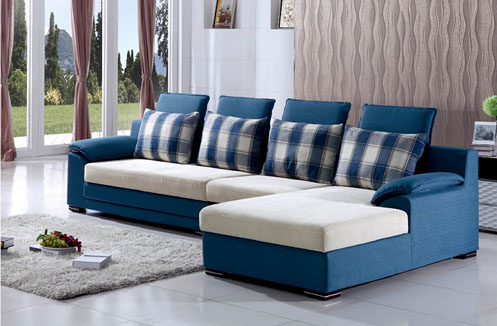Sofa phòng khách xanh da trời kiểu dáng hiện đại tinh tế